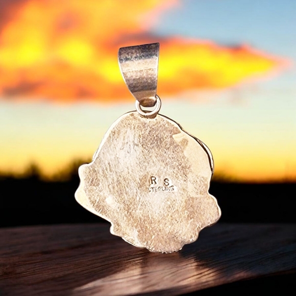 ✨OOAK! Roger Skeets Navajo Sterling Silver Turquoise and Red Coral EAGLE Pendant - Picture 3 of 17